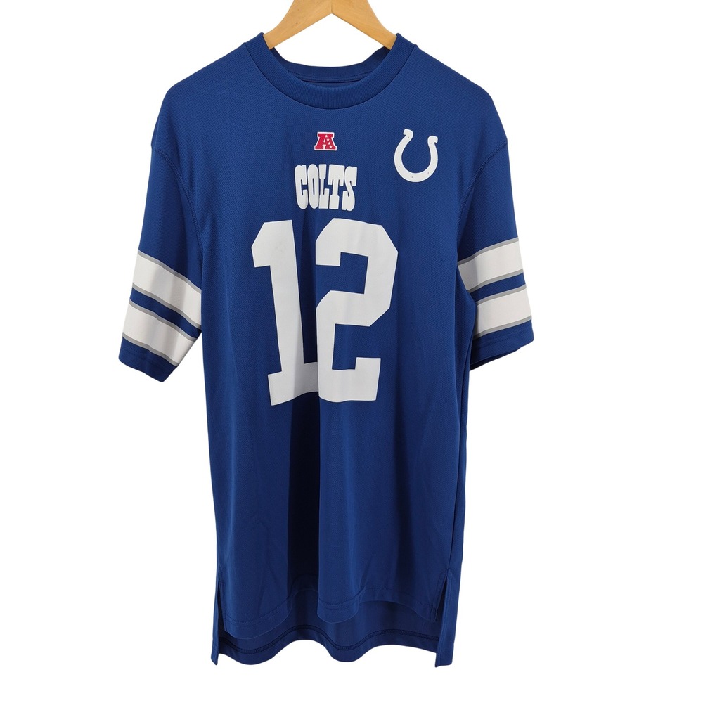 NFL Team Indianapolis Colts 12 Luck Jersey Mens Sz L Blue Football Horseshoe